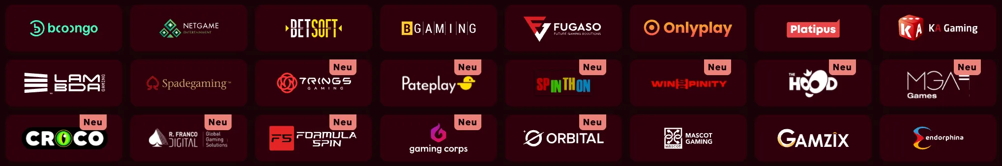 Beste Casino Software Anbieter und Spieleentwickler bei Spinobon