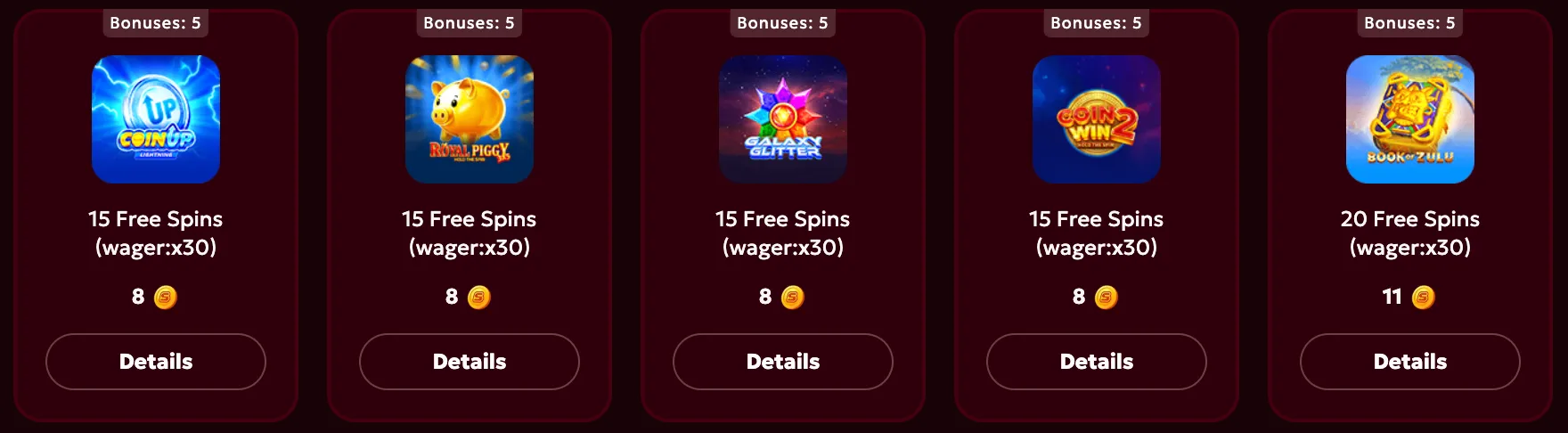 Spinobon Casino bonus shop for exchanging loyalty points