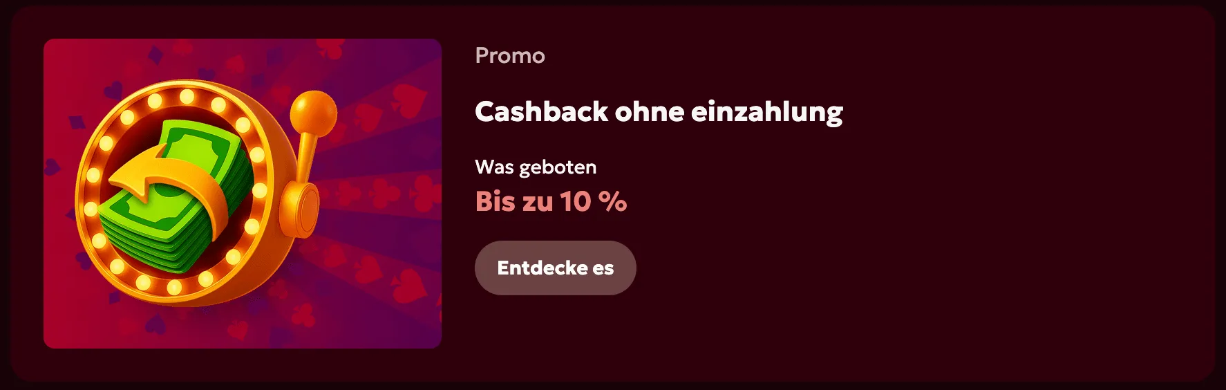 Wöchentliches Spinobon Casino Cashback Angebot für Spieler